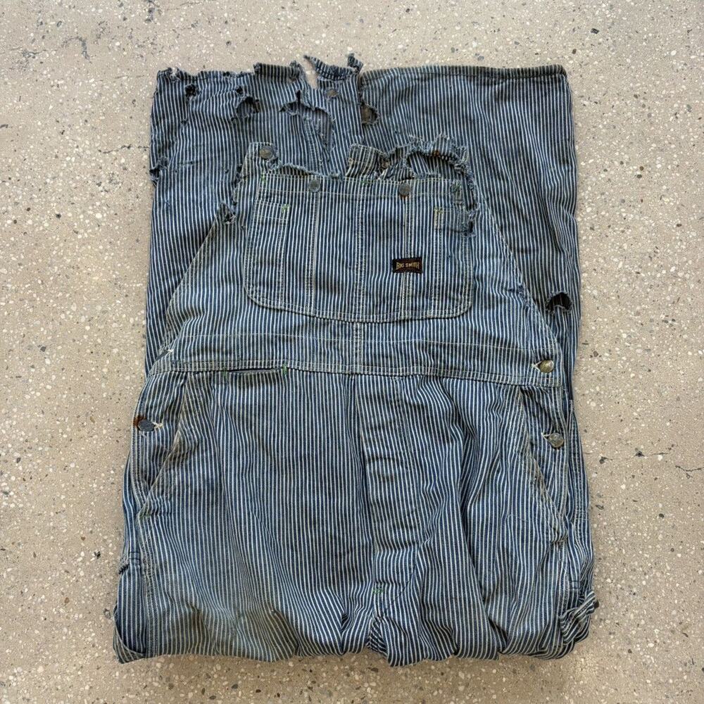 Vintage 50s Big Smith Hickory Striped Denim Overalls 38x31